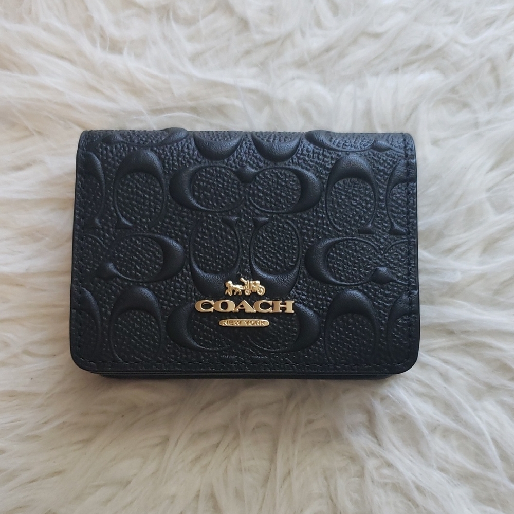 Coach Black Embossed Leather Card Holder